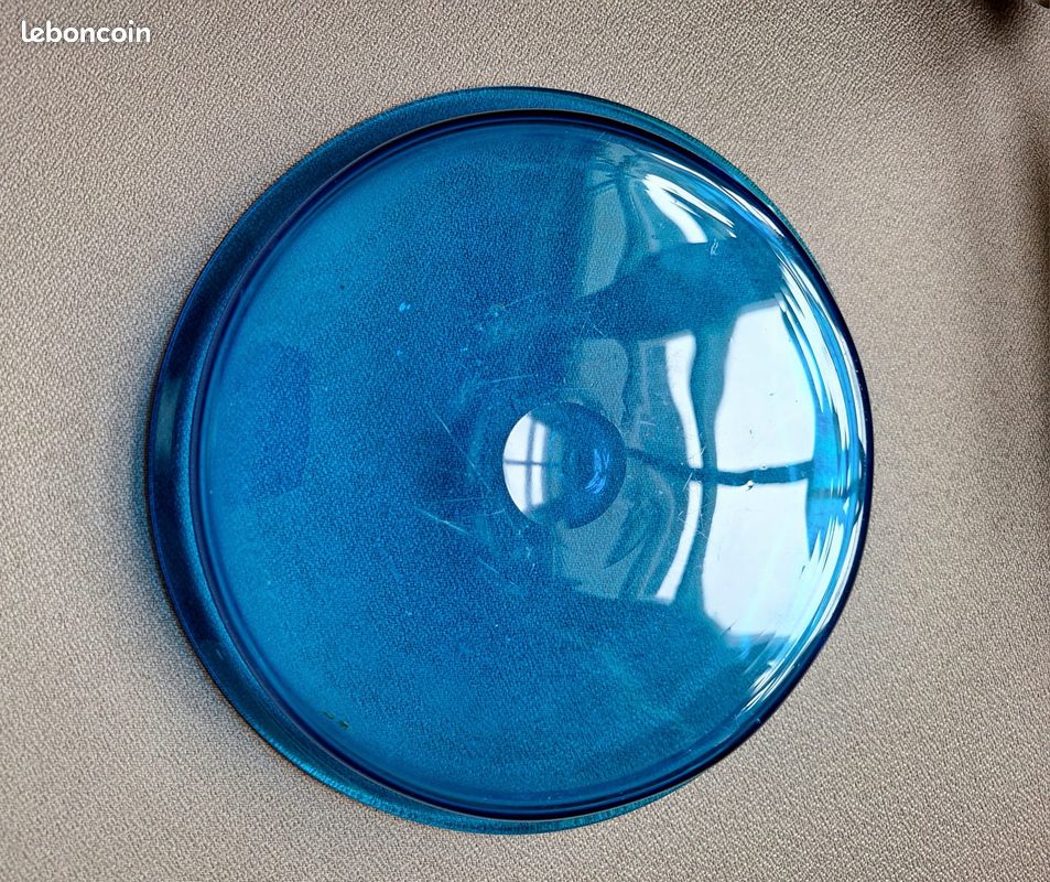 Plateau De Service En Verre Bleu Marine – Finition Brillante – Très Bon état