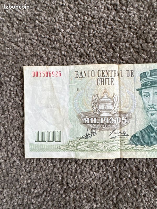 Billet de banque Chili 1000 pesos 2001 (image 3)