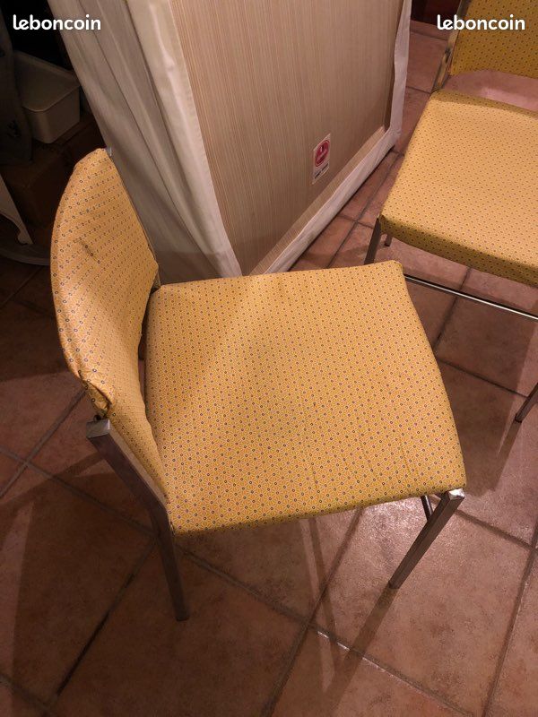 2 chaises vintage inox et assise tissus étanche (image 2)