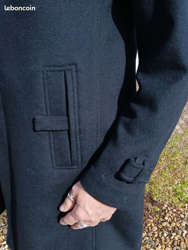 Manteau Thierry Mugler Homme Taille 54 (XL) - Laine/cachemire Noir - Caban - Occasion Très Bon état