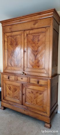 Buffet ancien en chêne massif brut 2 tiroirs esprit campagne chic - Ameublement