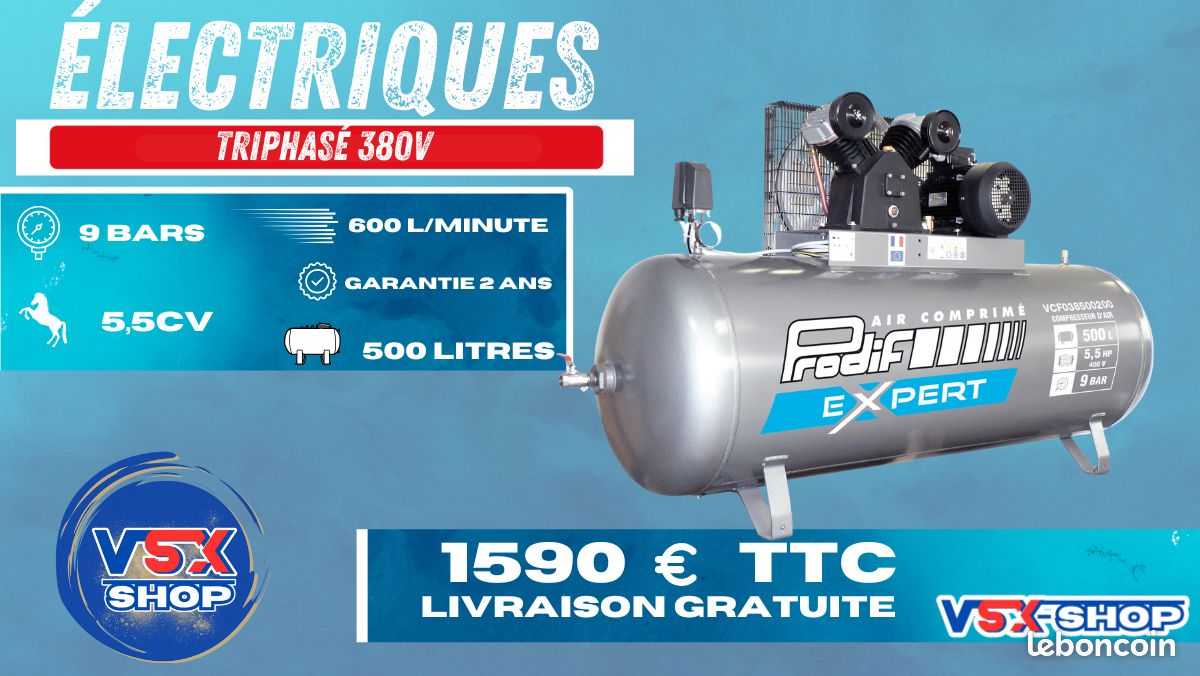 Compresseur Prodif neuf - 500 Litres 5,5 CV (image 1)