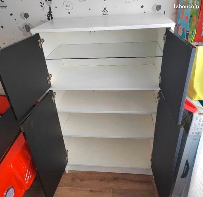 Meuble bois Blanc / Portes Laquées Noires (image 2)