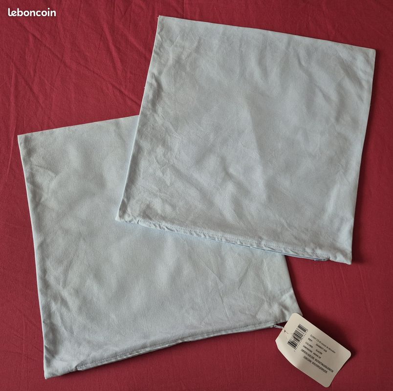 Lot de 2 housses de coussin bleu clair 40x40cm (image 2)
