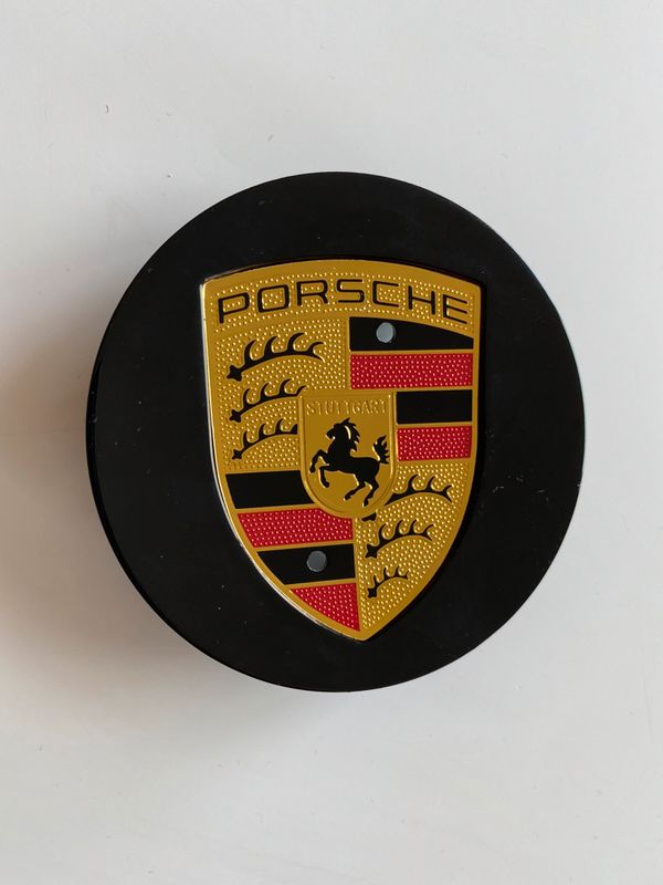 4 x centre de roue cache moyeu noir 76mm Porsche logo couleur