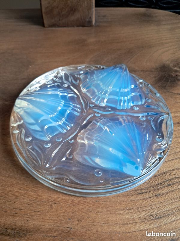 Paire De Dessous De Bouteille En Verre Moulé Pressé - Vintage