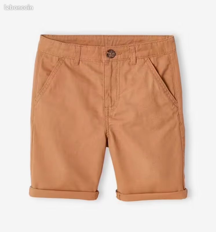 Bermuda Garçon VERTBAUDET En Toile Coton - Taille Ajustable, 5 Poches, Style Décontracté Été