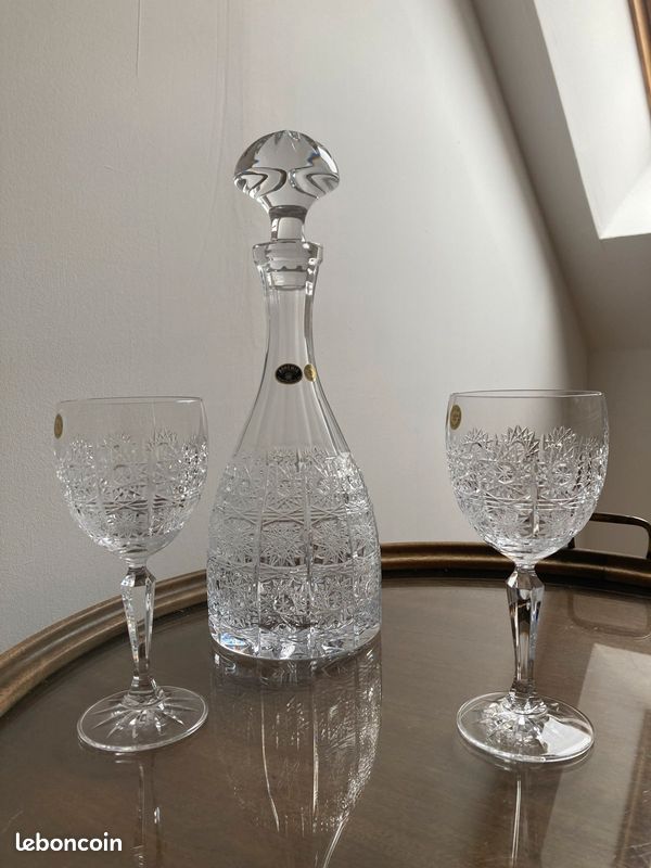 Ensemble cristal de Bohème carafe + 2 verres (image 3)