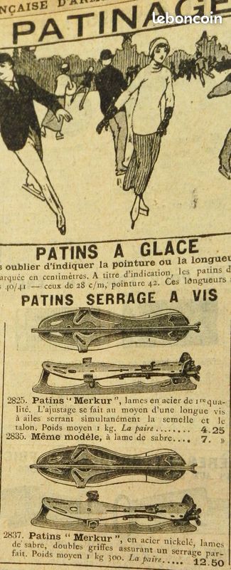 Patins à glace en cuir vintage, bottes de hockey bicolores, taille 27,5 - France