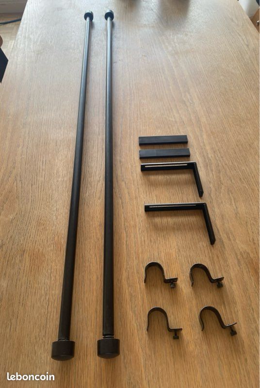 Double tringle à rideaux IKEA noire. Diamètre 20mm longueur extensible de 115a 220 cm (image 1)
