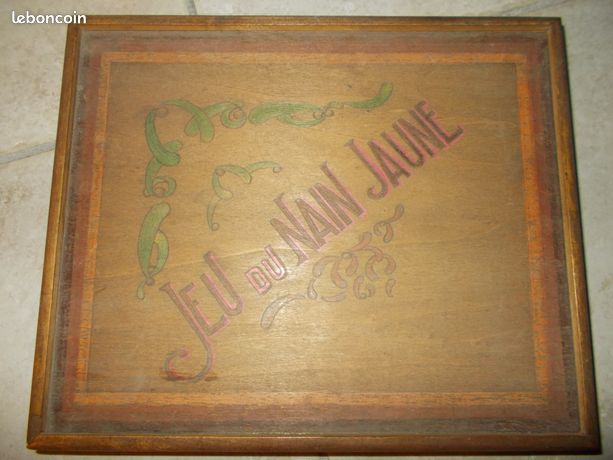 Jeu société ancien Nain Jaune bois jetons os vintage 1920's Rare