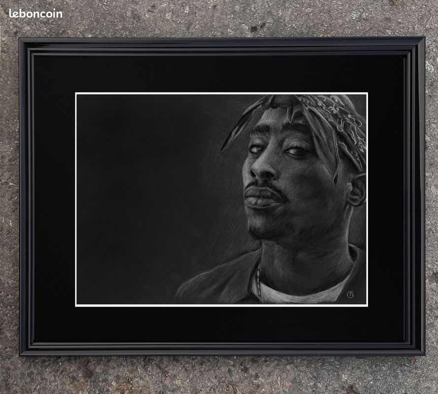 2Pac Tupac Shakur Dessin tableau portrait pastel pour décoration personnalisée (image 2)