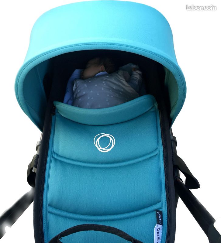 Poussette BUGABOO Bee Bleu pétrole avec nacelle, capote pluie, sac transport (image 2)