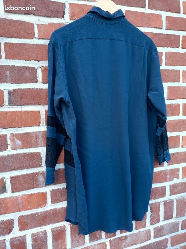 Chemise Gérard Darel Neuve Sans étiquette - Taille 42 - Vert Sapin Et Noir - Coupe Tunique Décontractée