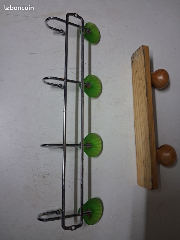 Lot de 2 portes manteaux en fer et en bois (image 2)