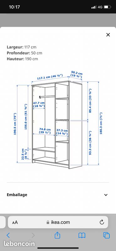 Armoire 3 portes et miroir - BRIMNES IKEA (image 5)