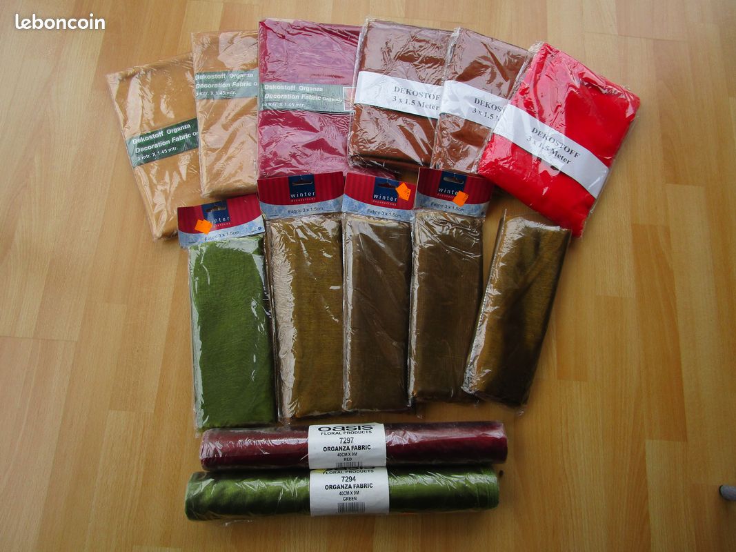 4859-Lot de 13 Coupons de Tissu/Voile/Organza (image 1)