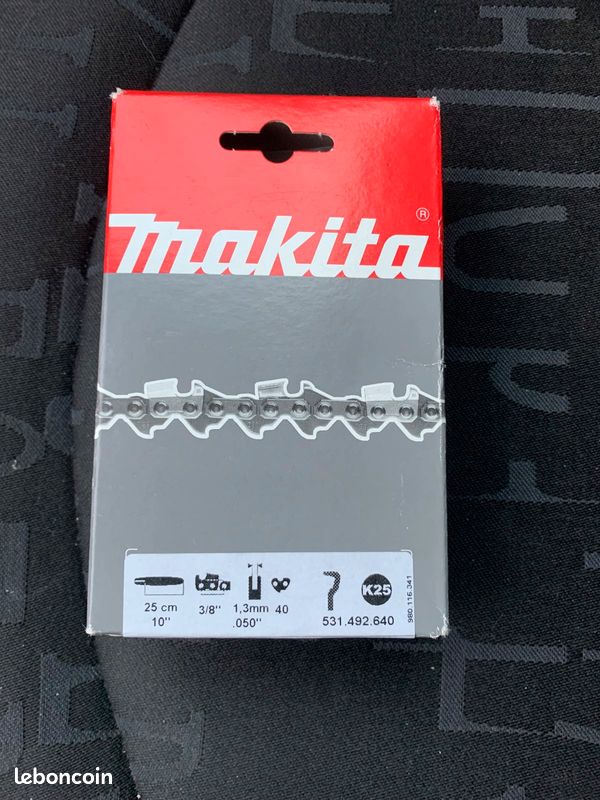 Chaîne Tronconneuse élagueuse makita 3/8 guide 25cm 10 pouces 1.3mm 40 maillons (image 1)