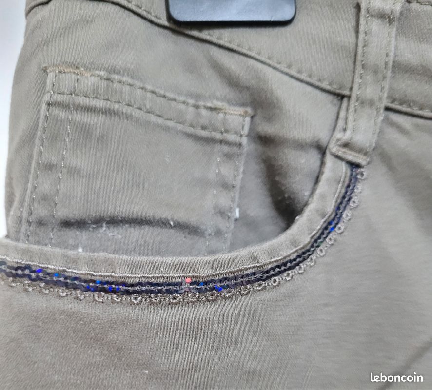 Pantalon femme kaki clair T2 (image 4)
