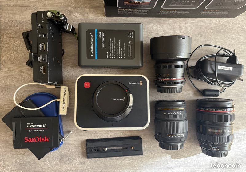 Kit cinéma Blackmagic BMCC 2.5K EF complet + 3 objectifs + rig + Pelicase (image 3)