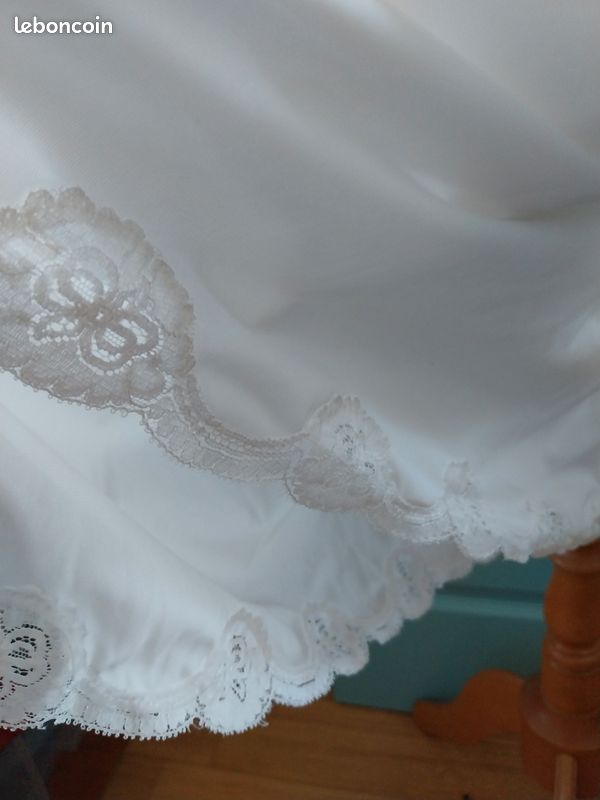 Combinaison Vintage Femme, Crème, Dentelle, Taille 48, Avec Fond De Robe (bon état)