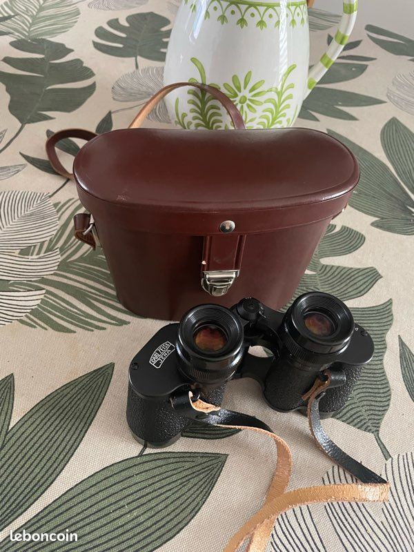 Petit Sac Carquois Carl Zeiss Pour Jumelles - Cuir Marron Foncé - Bon état Occasion