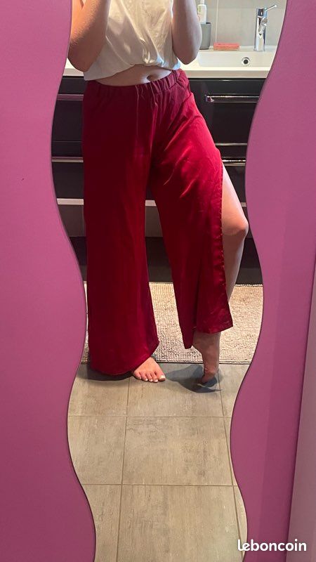 Pantalon fluide bordeaux (image 1)