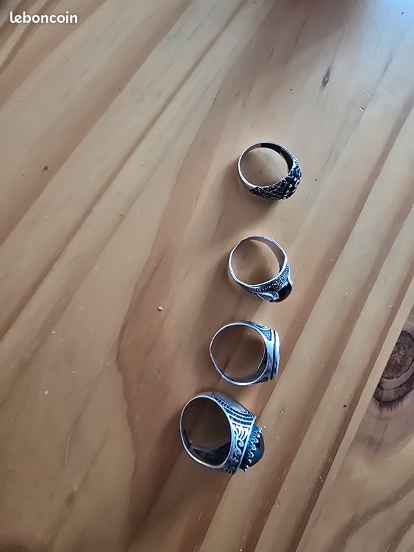 Lot De 4 Bagues En Argent Sterling + 1 En Cadeau - Occasion, Couleur Argentée Avec Pierres