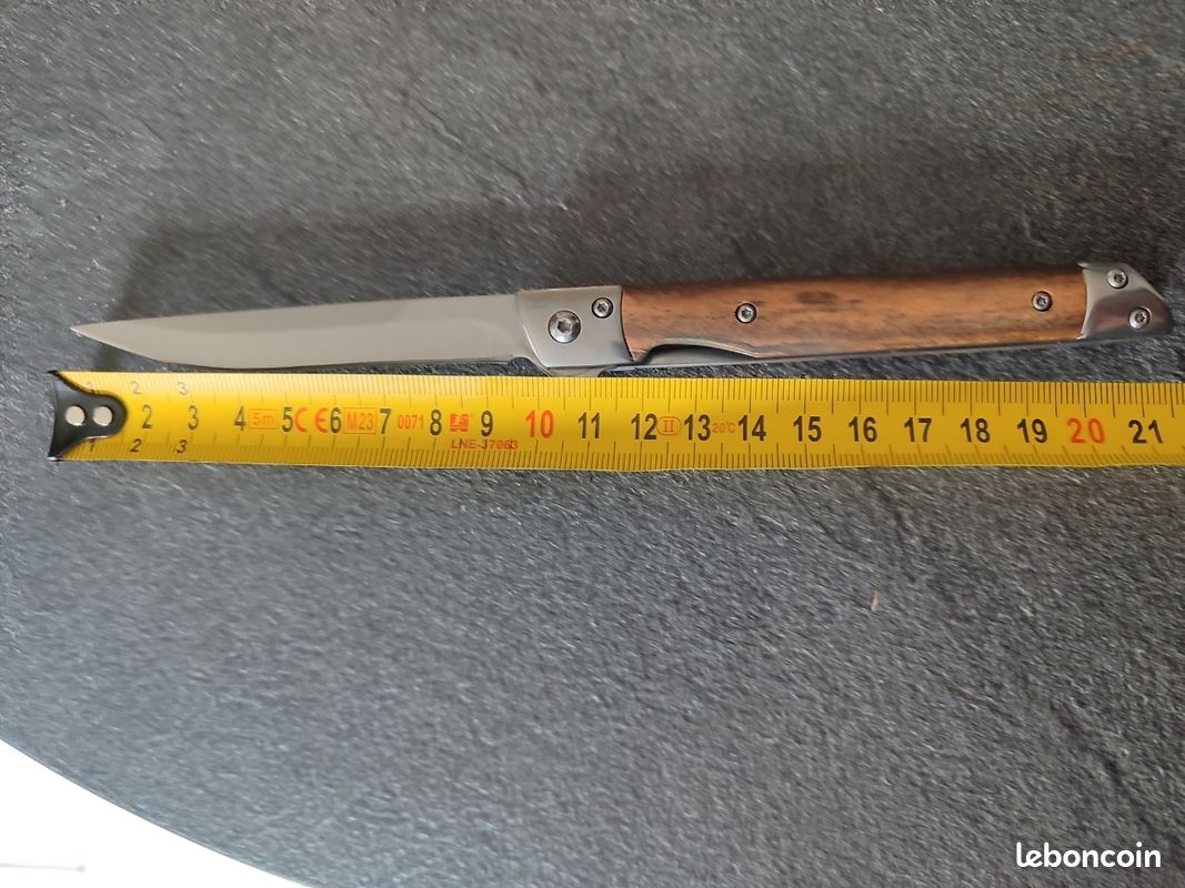 Couteau pliant de randonnée NEUF + Étui étui simili cuir (Longueur total 20,5 cm) (image 5)