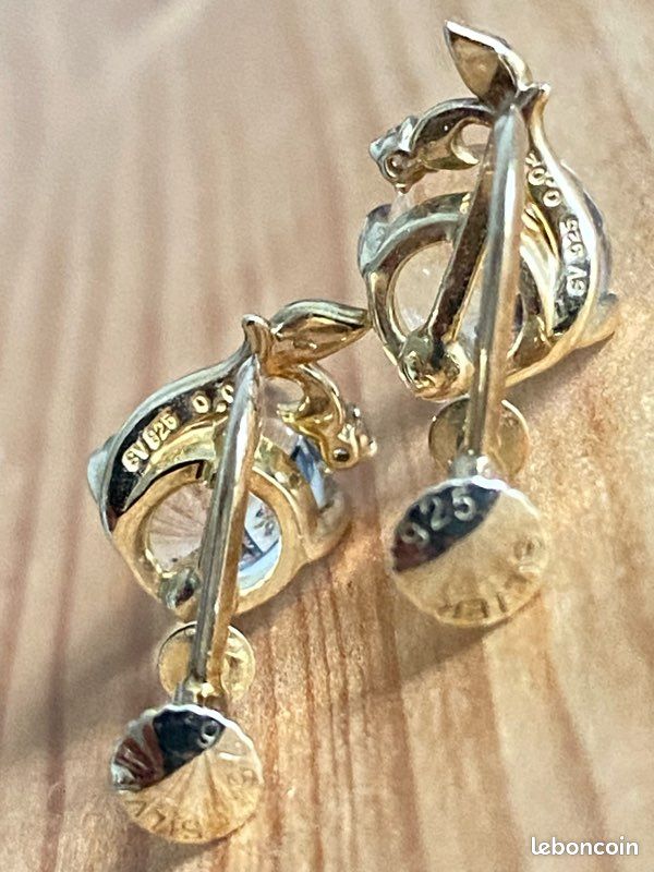 Boucles d’oreilles en argent avec 2 petits diamants (image 3)