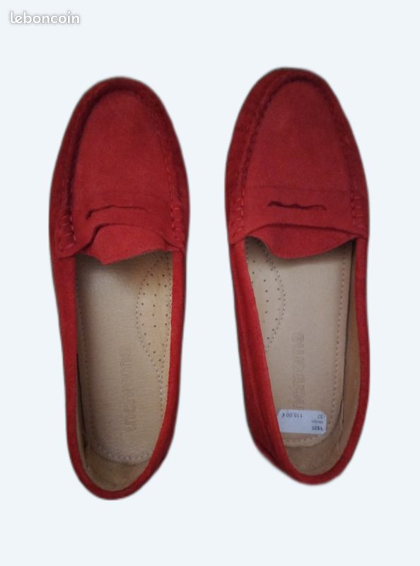 Mocassins Femme Perfecta Taille 37 - Cuir Nubuck Beige, Très Bon état, Style Décontracté