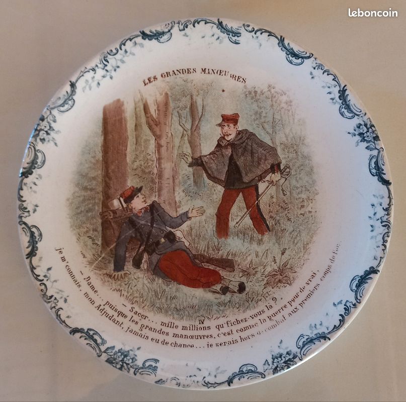 Assiette parlante début XXème en Terre de Fer (image 1)