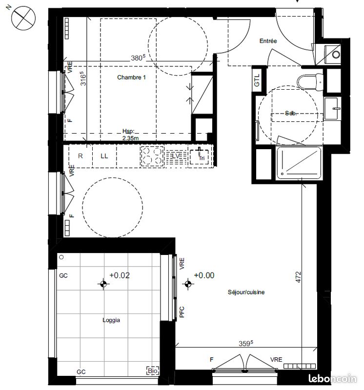 Appartement 2 pièces 47 m² · à Saint-Jacques-de-la-Lande · 47 m² · 695 €/mois