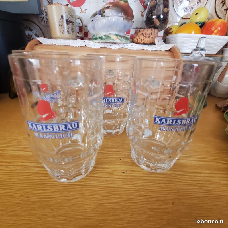 Lot De 4 Chopes à Bière Artisanales En Verre - 250 Ml - Fond étoilé - Avec Anse - Pour Fêtes Et Dégustation