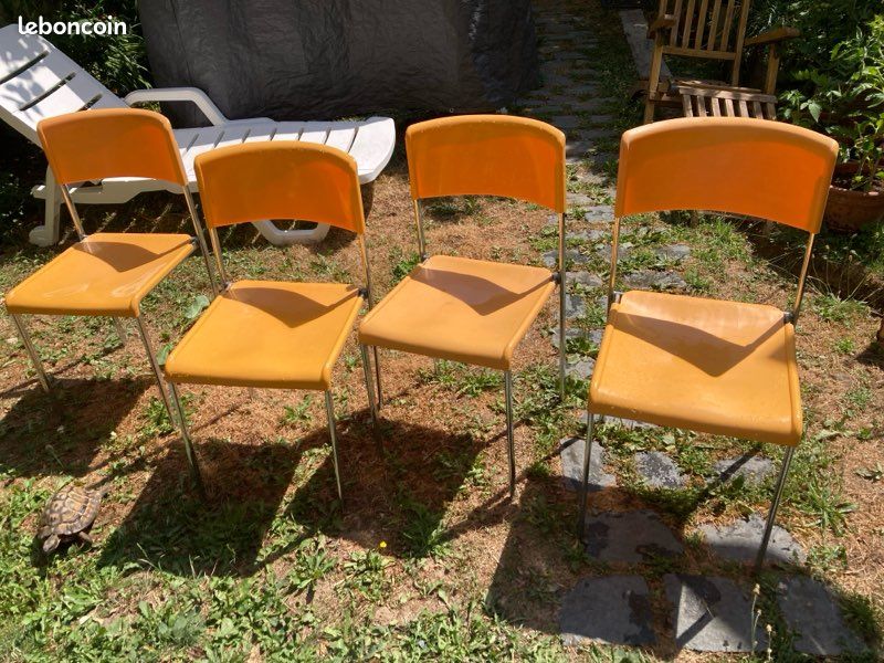 4 chaises lafargue 303 vintage orange design architecte (image 6)
