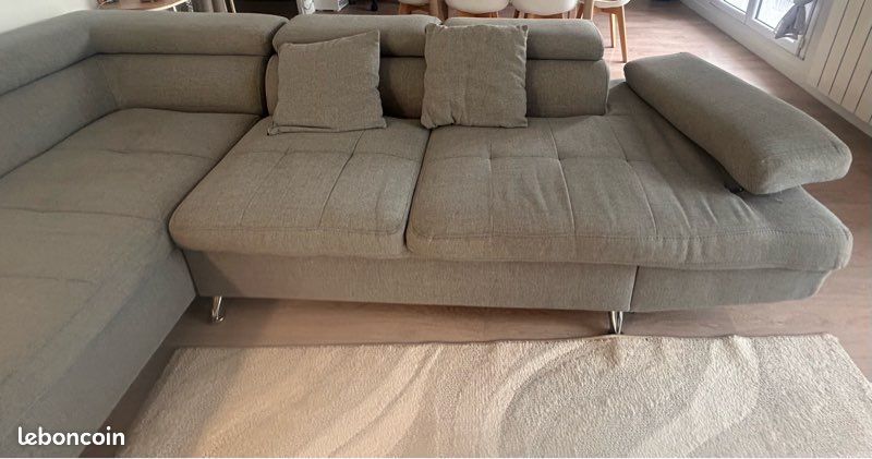 Canapé d’angle gauche gris avec méridienne et coffre – 270 cm (image 3)