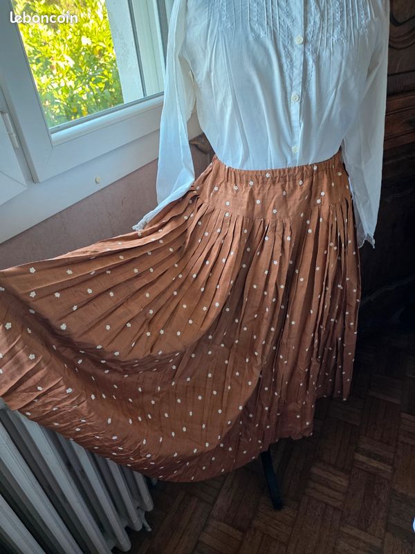 JUPE Femme Vintage Longue Élégant Mousseline De Soie Plage Taille Haute imprimés Puce - Marque