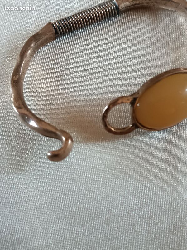 Bracelet vintage grosse pierre jaune et laiton (image 8)