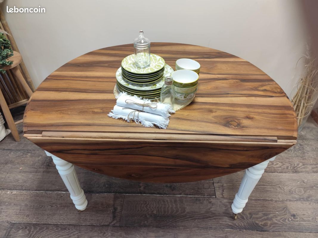 Table d'appoint en noyer deux en une convertible en console bois massif (image 7)