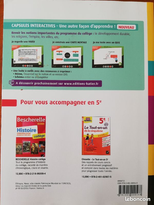 Histoire Géographie Enseignement moral et civique 5eme Fiches d'activités (image 2)