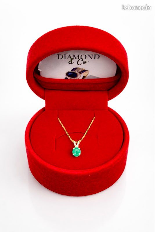Pendentif En Or 18K émeraude Et Diamants - Forme Goutte - Occasion Excellent état