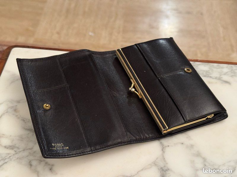 Portefeuille Homme Gold Duck En Cuir Véritable Noir – Excellent état – Occasion