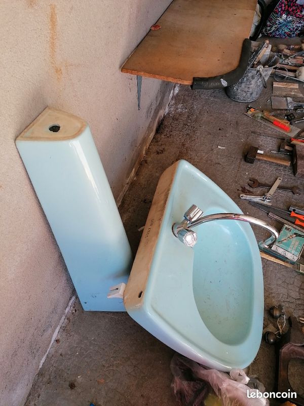 Évier + colonne (vintage) S. De bain+ robinet (image 2)