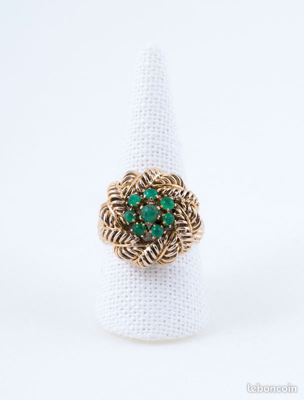 Bague Chou Or Jaune & Emeraudes (image 3)