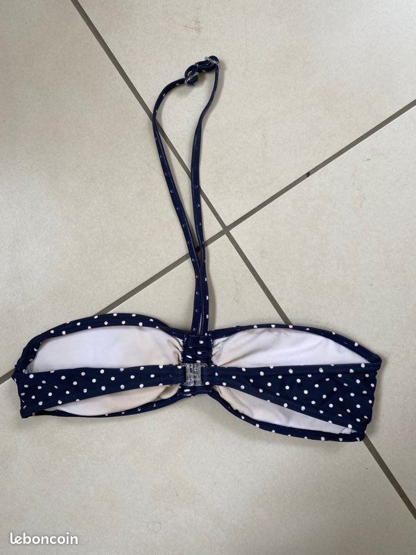 Maillot de bain 2 pièces kiabi 12 ans bleu marine à pois (image 4)