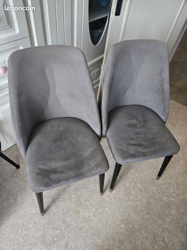 Lot de 2 chaises velours gris modernes (image 1)