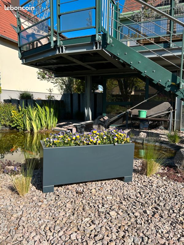 Jardinière, bac à fleurs, bac potager, alu Gris Anthracite 99 cm (image 1)