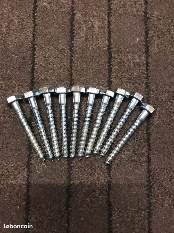 56 Tirefonds Inox A2 – 10x80 Mm – Clé 17 – Neuf – SWG