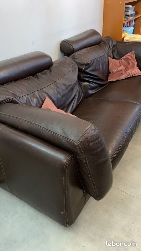 Vente canapé cuir marron (image 2)