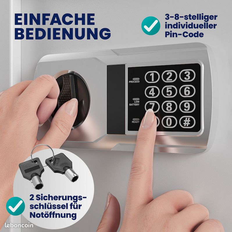 Coffre-fort électronique - acier - 2 clés - 35x40x40cm - Neuf – Livraison gratuite en Europe ⭐ ⭐ ⭐ (image 3)